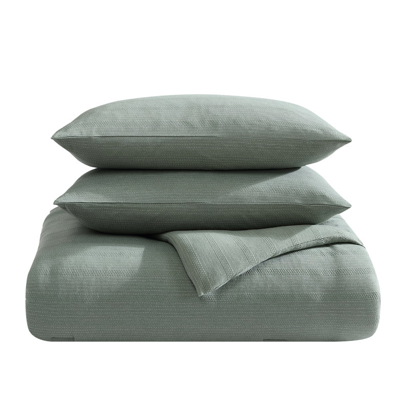 True Comfort Cotton Blend Jersey Knit Comforter Set, Green, Full/Queen Comforter + 2 Pillow Shams