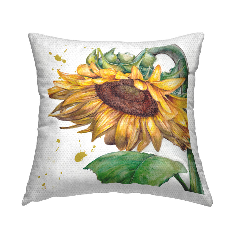 Coussin d'extérieur imprimé Drooper Sunflower Bloom par Studio 731 rep. Levison Designs