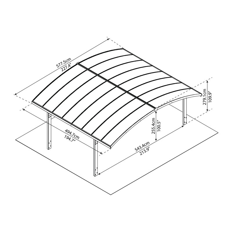Arizona Wave Gray Double Arch Carport with Corrugated Roof Panels
