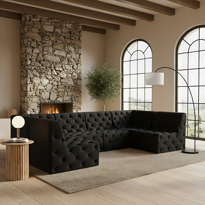 Canapé modulaire Klecka, Velours noir