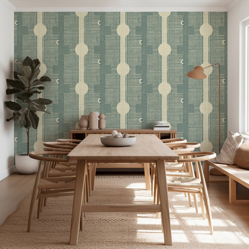 Inyanga Wallpaper, Non-Pasted, Faux Grasscloth, Blue Jade