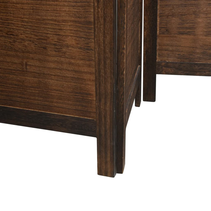Vienna 180cm W 5 - Panel Solid Wood Accent Room Divider, Dark brown, 220cm H x 180cm W
