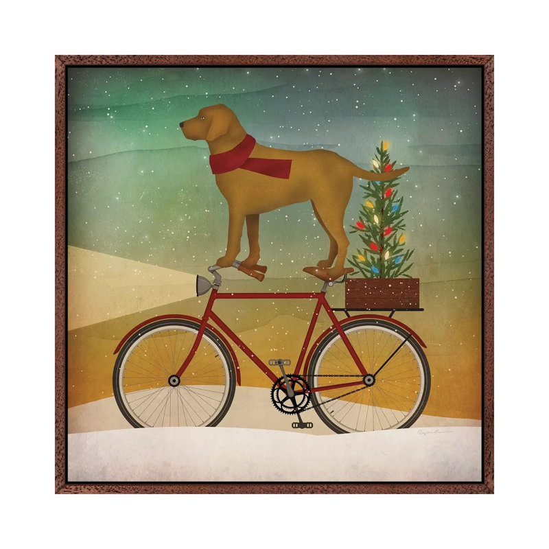 Yellow Lab On Bike Christmas by Ryan Fowler - Gallery-Wrapped Canvas Giclée on Canvas, 45.72 cm H x 45.72 cm W