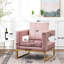 Élégante chaise d'appoint rembourrée en rose avec des carrés découpés et une structure en métal rose-417623568