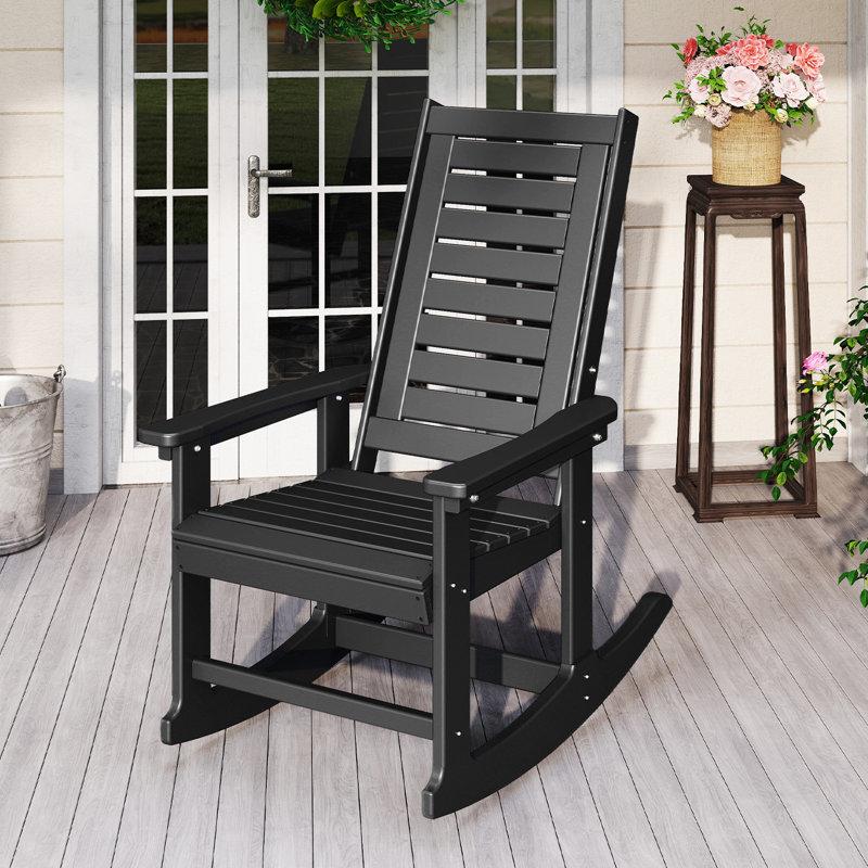 Chaise berçante d'extérieur Plumville, Noir