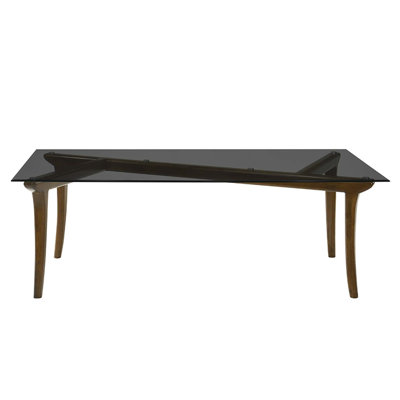 Rectangular Dining Table , Glass  Top & Vintage Oak