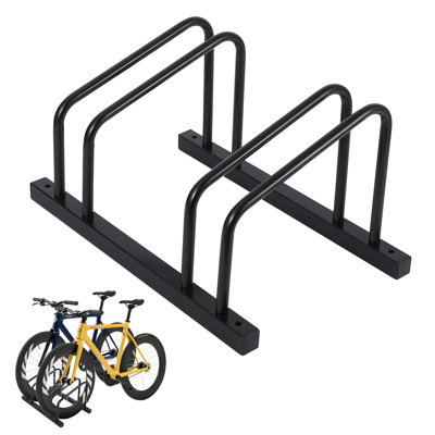 Support de rangement robuste pour 3 vélos - Organisateur de stationnements intérieur / extérieur pour vélos - Convient aux roues de 22 à 28 pouces, jusqu'à 2 po de largeur de pneu - Noir, 3 fentes