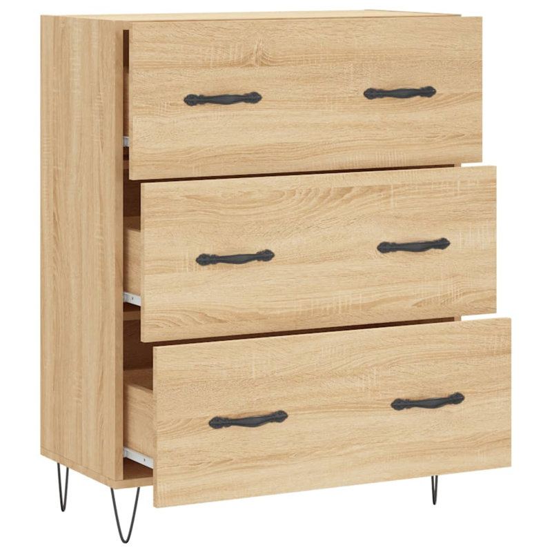 Mareda 69.5cm W 3 - Drawer Chest of Drawers, Sonoma Oak