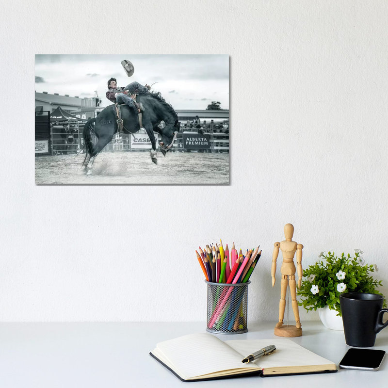 Cowboy In Action by Larry Deng - Wrapped Canvas Print, 20.32 cm H x 30.48 cm W