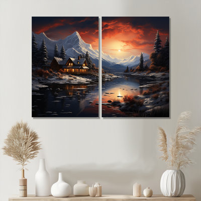 Winter Glow I - art mural traditionnel blanc 2 panneaux