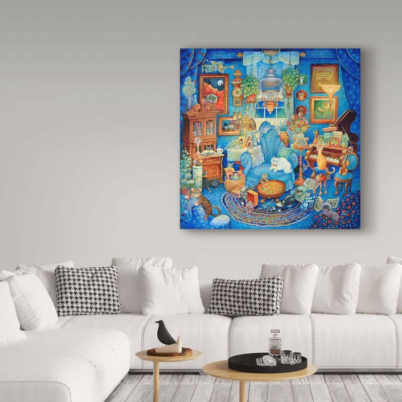 «Blue Room» par Kellene, reproduction de peinture à l'huile sur toile tendue, H 14 po x l 14 po