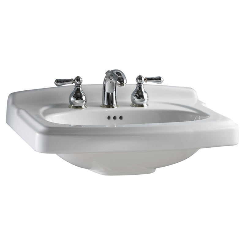 Lavabo de salle de bain rectangulaire en céramique avec trop-plein townsend Portsmouth, Blanc, Entraxe de 8 po