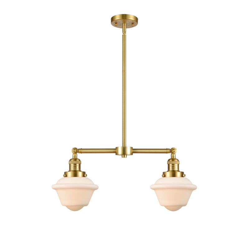 Luminaire suspendu linéaire à 2 lumières pour îlot de cuisine Calliope, Ampoule non incluse, Blanc mat, Or satiné