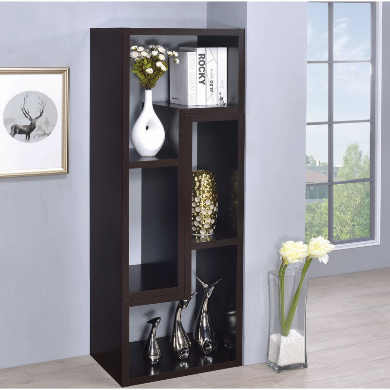 Adamsville Geometric Bookcase, 22" H x 47.25" W, Black