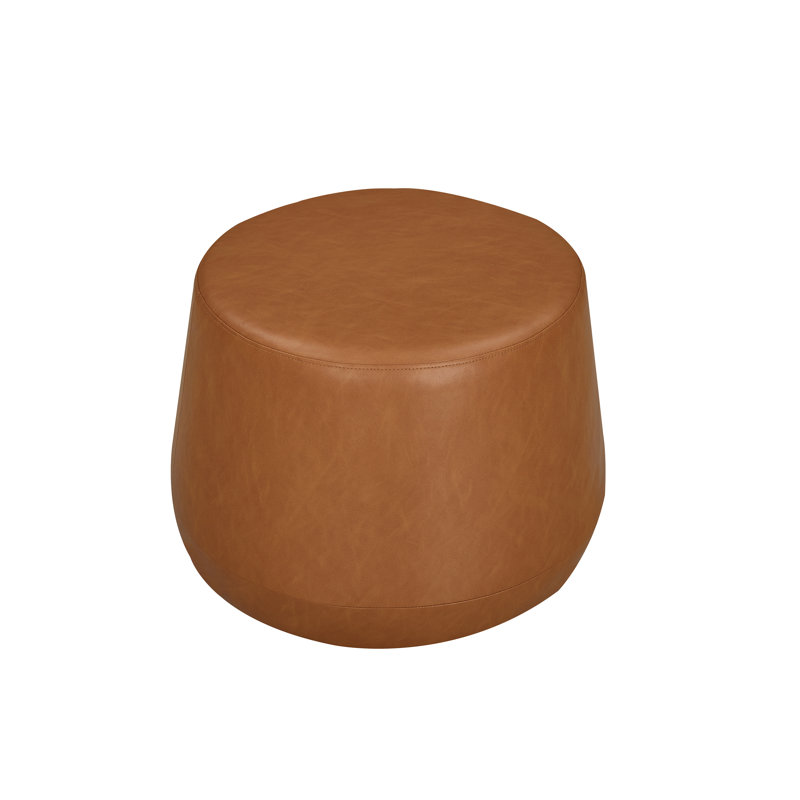 Grasmere 24" Wide Vegan Leather Ottoman Carmel, Carmel Faux Leather