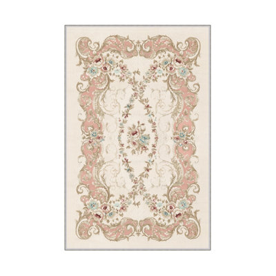 Tapis de couloir élégant (3,3 x 4,9 pi), 100% polyester, hauteur de poils de 0,3 po | Pois antibactérien antidérapant en PVC | Design tissé avec impression numérique 3D | Lavable à la machine, parfait pour la décoration intérieure et le confort