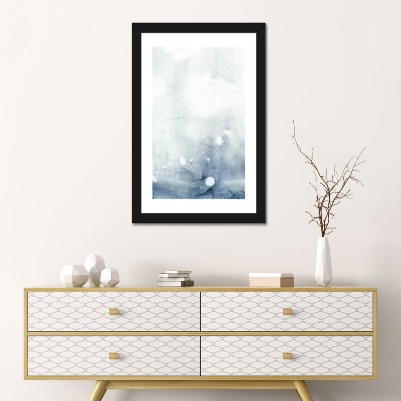 «Rain Bead II» par Ethan Harper - reproduction d'art, H 24 po x l 16 po x P 1 po, Papier encadré noir, Blanc
