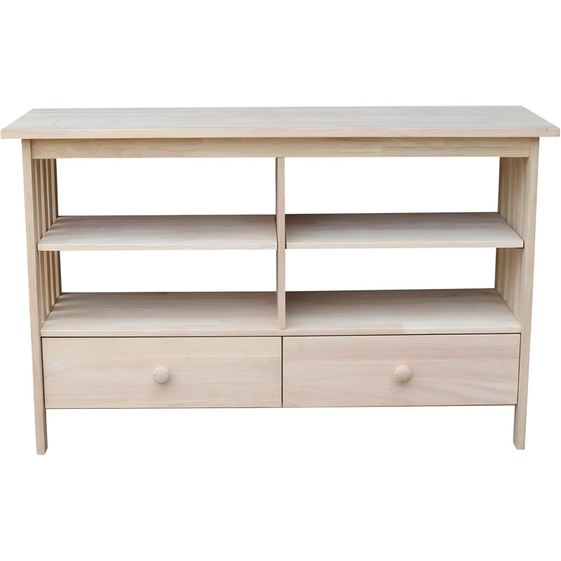 Solid Parawood TV Stand With Customizable Finish, Easy Assembly, And Ample Storage Space