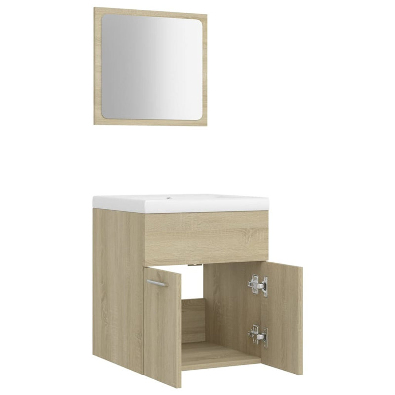 Meuble-lavabo pour salle de bain, Chêne de Sonoma
