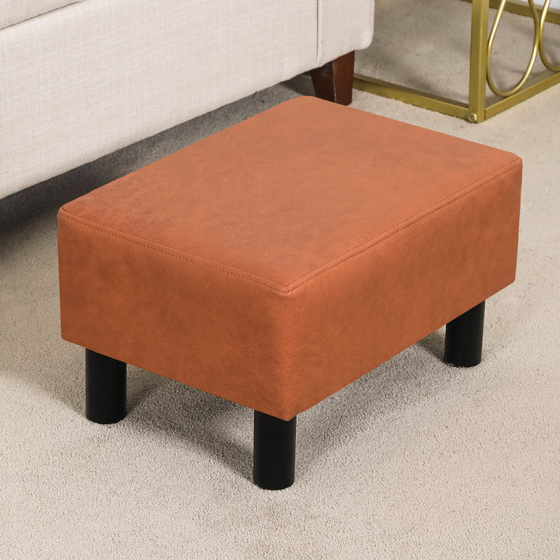 Sciacca Faux Leather Ottoman, Dark Orange