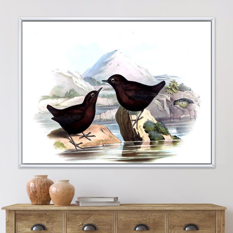 Vinage, animaux de campagne II - impression sur toile, H 30 po x l 40 po x 1,5 po, Cadre blanc
