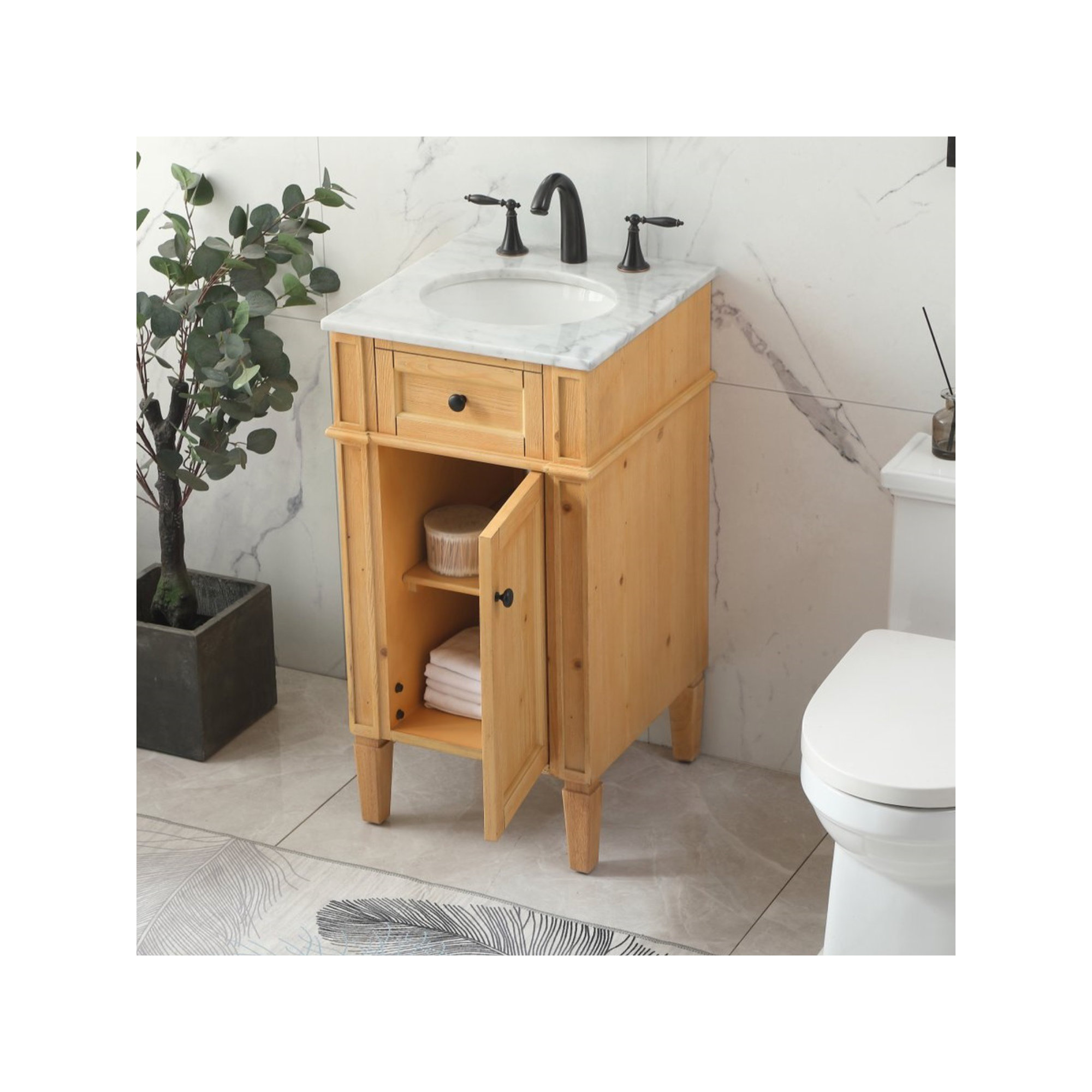 Rivers 18'' Single Bathroom Vanity, Natural Wood