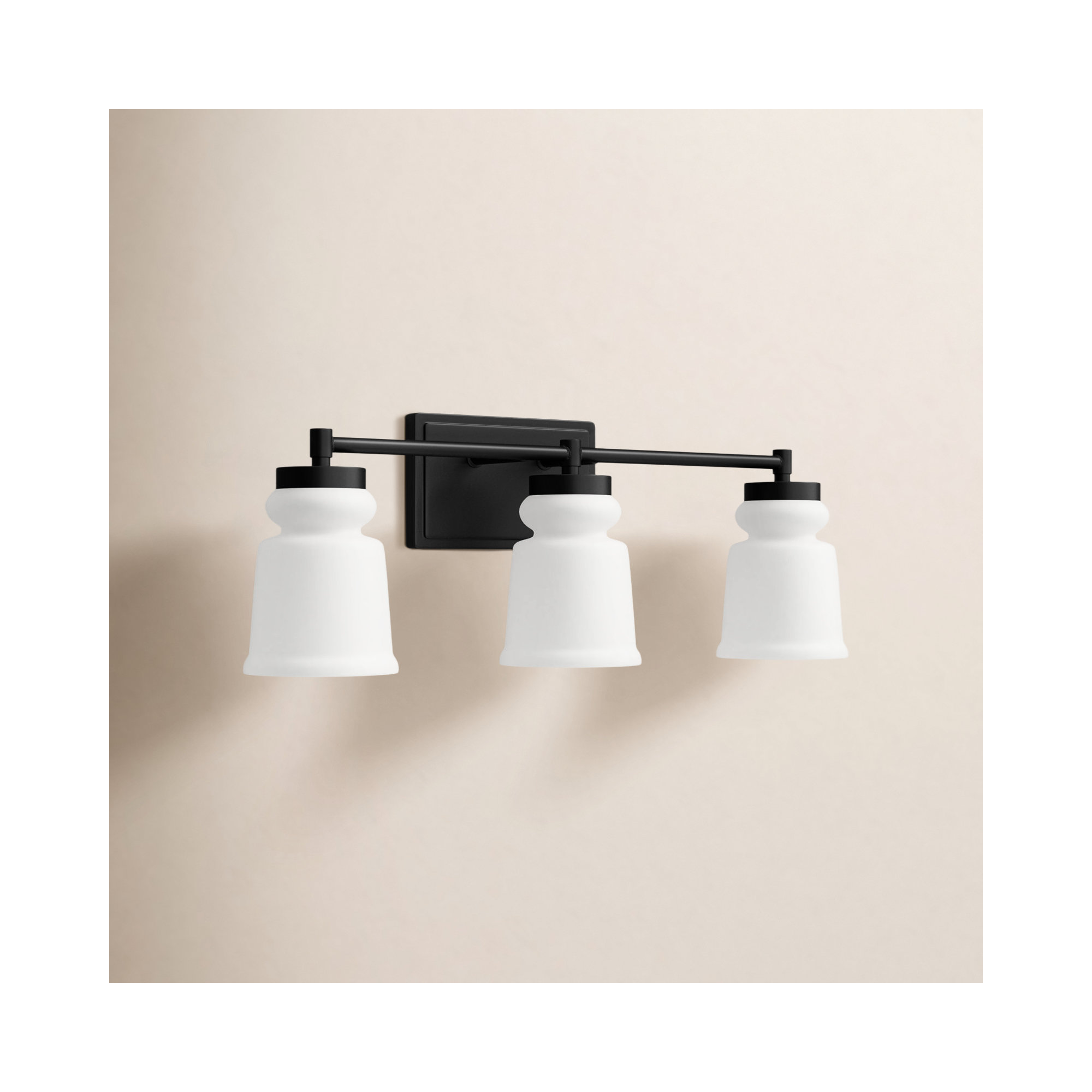Gruene 3 Light Frosted Dimmable Vanity Light, Matte Black