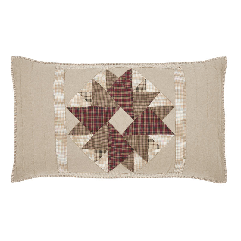 Cider Mill King Cotton Patchwork Sham in Tan and Red