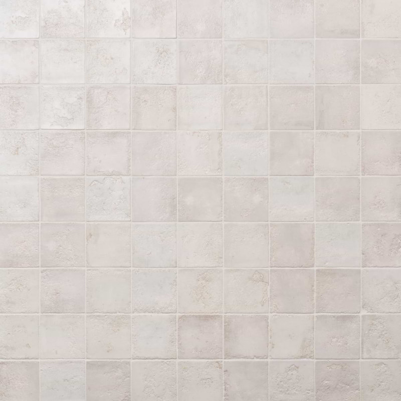 Navari 5x5 Textured Matte Ceramic Tile, White Matte