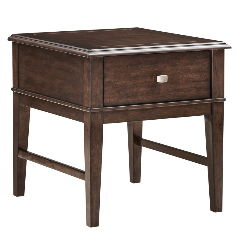 Table de bout rectangulaire en bois avec et tiroir, brun