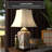 Hand-Painted Cherry Blossom Porcelain Table Lamp With Square Bell Shade And UL-Approved Wiring