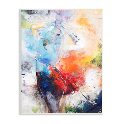 «Dancing Woman», peinture expressive abstraite aux tons vifs de l'arc-en-ciel par - Peinture
