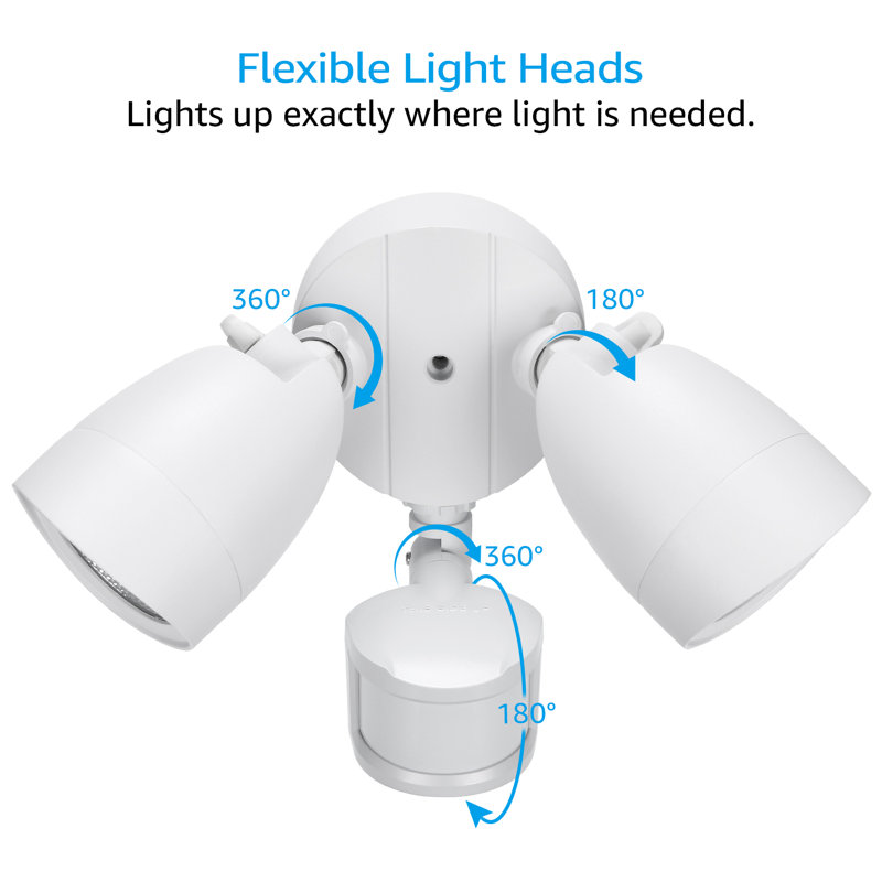 LED Hardwired Sensor Security Spotlight Dusk to Dawn 5000K Daylight, White