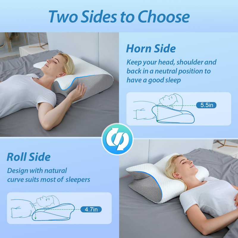 Gray Ergonomic Memory Foam Cervical Relief Pillow