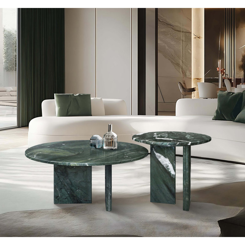 Ensemble de tables basses en marbre naturel, Vert