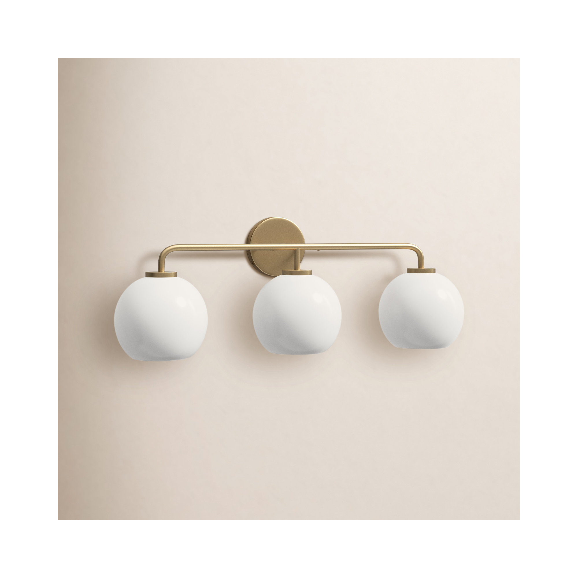 Childerley 3-Light Dimmable Vanity Light, Satin Brass, White