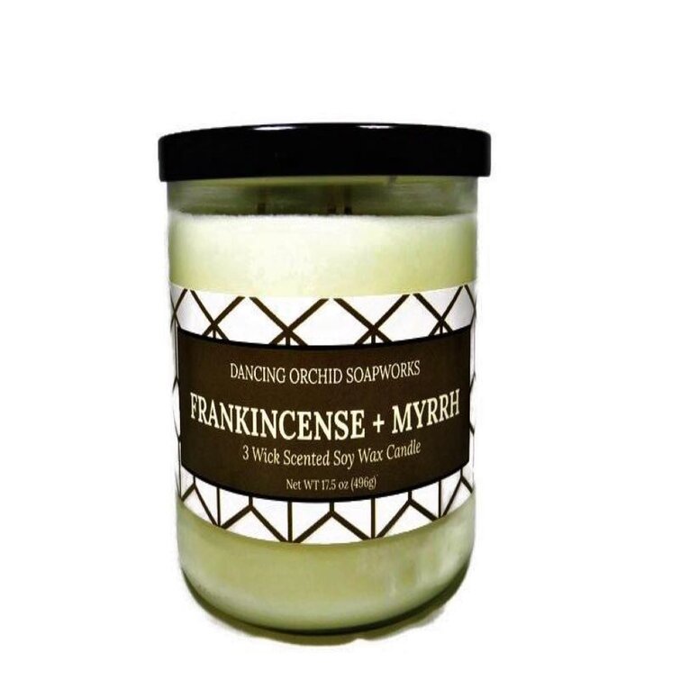 Frankincense & Myrrh Scented Crystal Candle