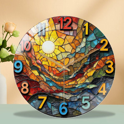 Horloge murale colorée en verre coloré 12 po