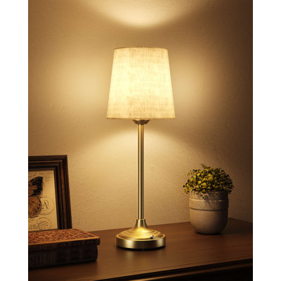 Lampe de table sans fil 17,9 "à DEL avec pile rechargeable 8 000 mAh et abat-jour en tissu