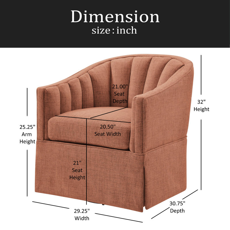 Fauteuil d'appoint pivotant avec jupe Solitude, Corail