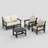 4-Person Modular HDPE Outdoor Conversation Set With 5"Thick Cushions, All-Weather Poly Lumber Patio Sofa Seating Set-113391943-113391992