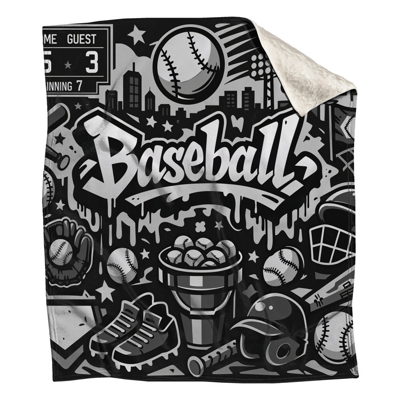 Couvertures de baseball monochrome, L 50 po x H 60 po