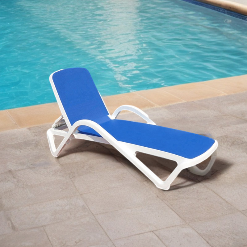 Kaius Outdoor Chaise Lounge, Blue/White