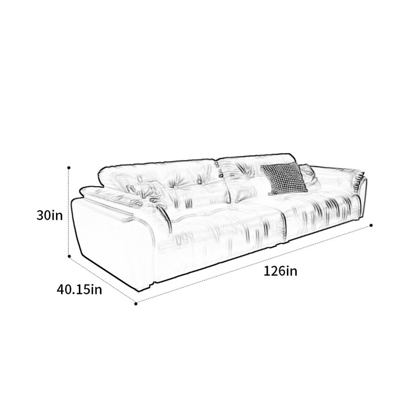 Canapé droit français, H 30 po x l 126 po x P 40,15 po, 5