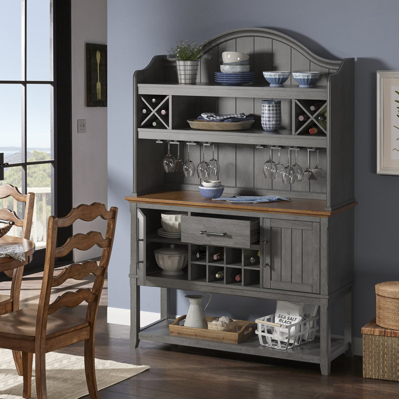 Raber 51'' Sideboard with Bar Hutch, Gray
