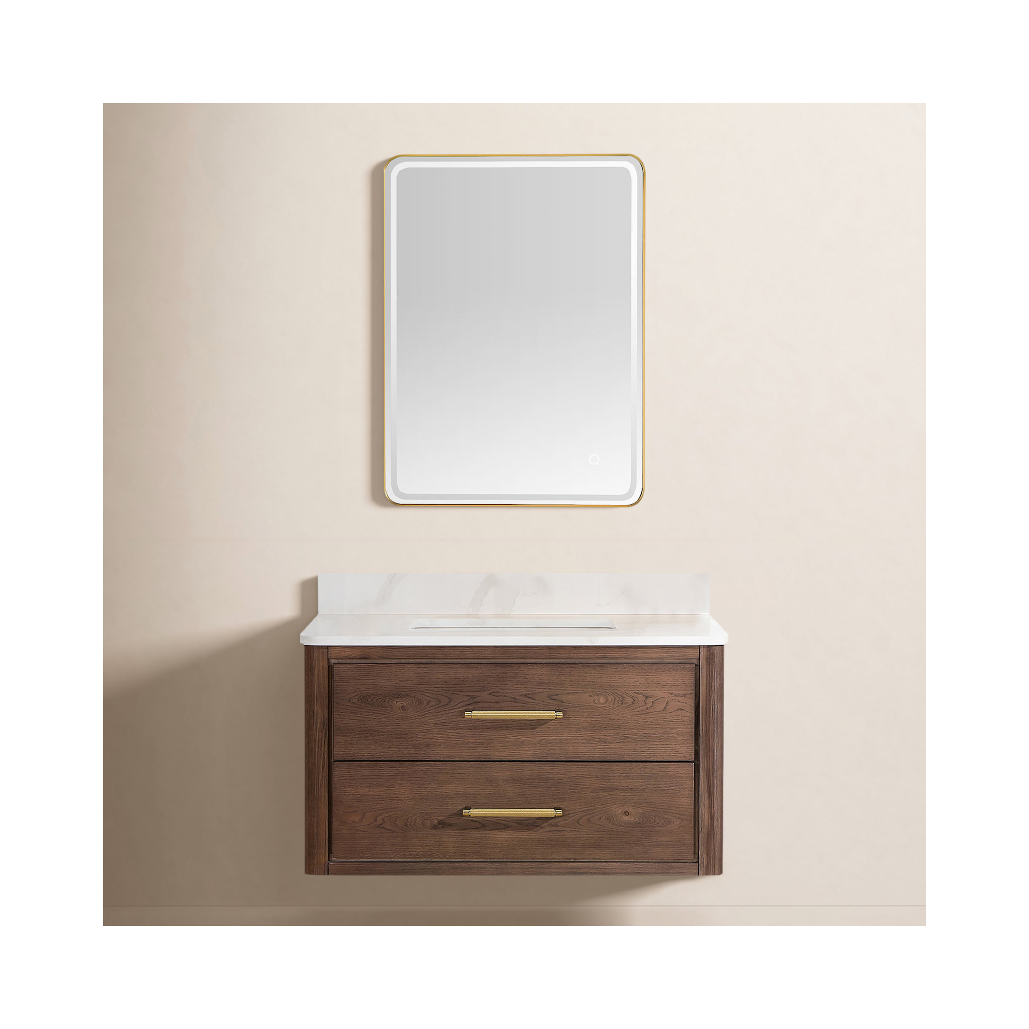 Cristo 36'' Single Bathroom Vanity, Dark Brown Oak