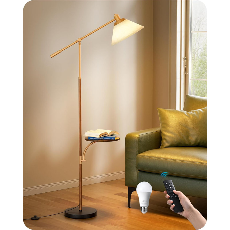 Lampe sur pied incurvée avec table