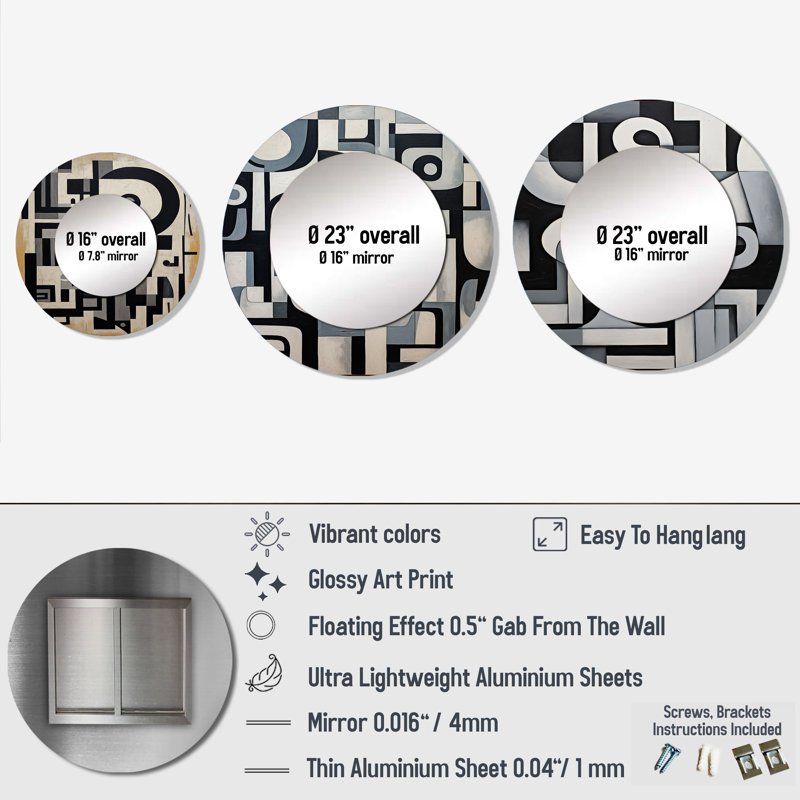 Miroir mural en aluminium Elisiah