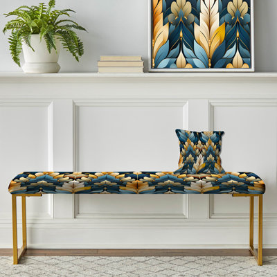 Banc floral rembourré or