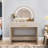 Makeup Vanity Table With Touch Screen Lighted Mirror, Dressing Table With A Drawer And Curved Edges